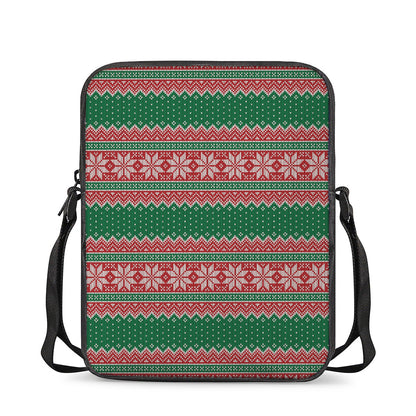 Christmas Knitted Pattern Print Rectangular Crossbody Bag