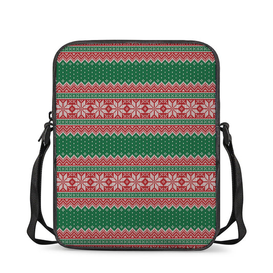 Christmas Knitted Pattern Print Rectangular Crossbody Bag