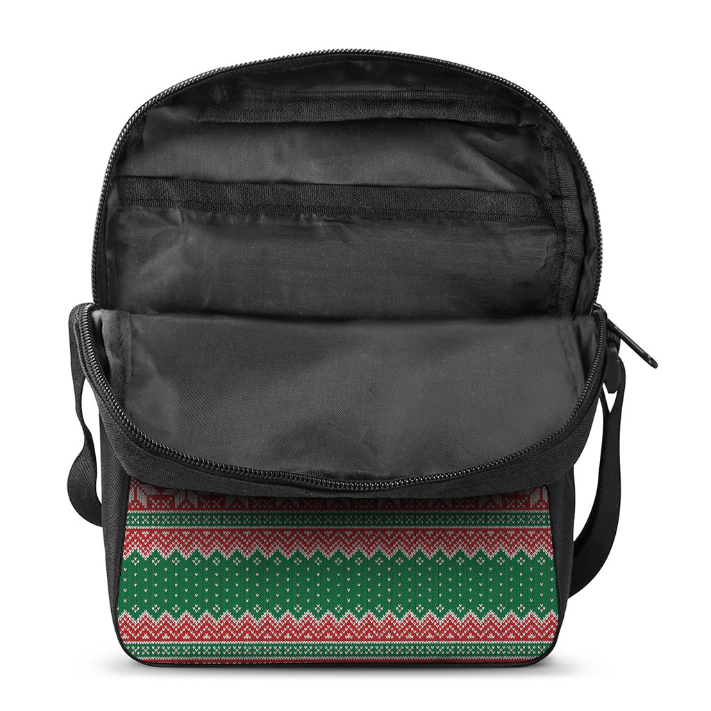 Christmas Knitted Pattern Print Rectangular Crossbody Bag