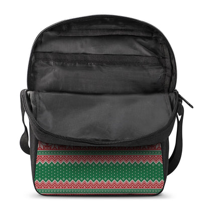 Christmas Knitted Pattern Print Rectangular Crossbody Bag