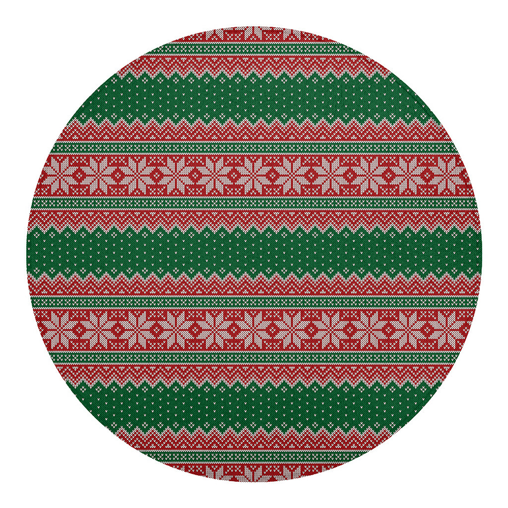 Christmas Knitted Pattern Print Round Blanket