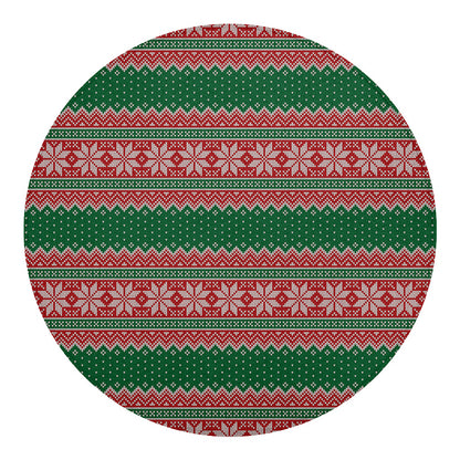 Christmas Knitted Pattern Print Round Blanket