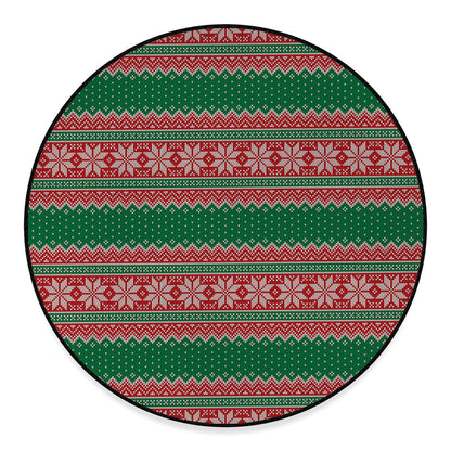 Christmas Knitted Pattern Print Round Floor Mat