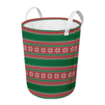 Christmas Knitted Pattern Print Round Laundry Basket