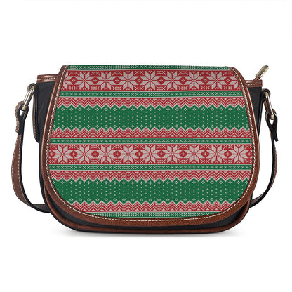 Christmas Knitted Pattern Print Saddle Bag