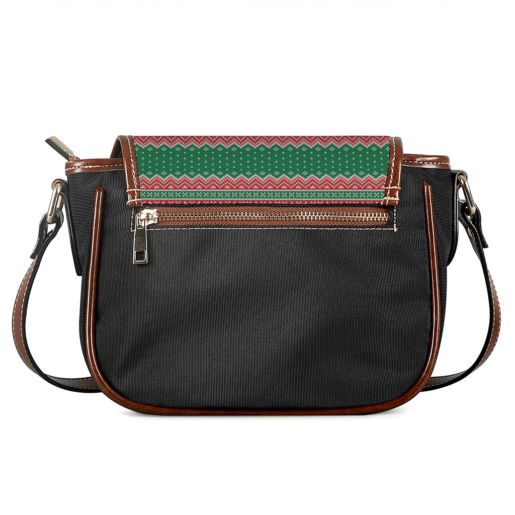 Christmas Knitted Pattern Print Saddle Bag