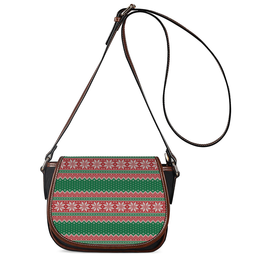 Christmas Knitted Pattern Print Saddle Bag