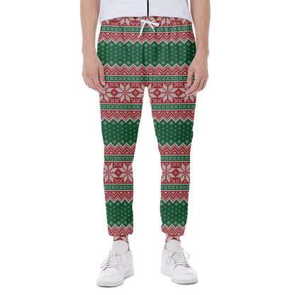 Christmas Knitted Pattern Print Scuba Joggers
