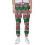 Christmas Knitted Pattern Print Scuba Joggers