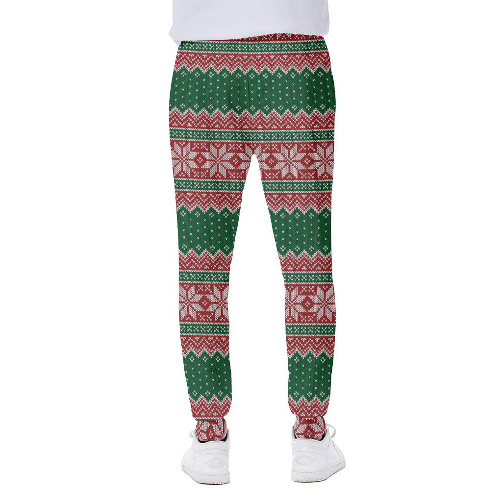Christmas Knitted Pattern Print Scuba Joggers