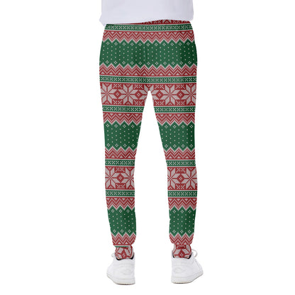 Christmas Knitted Pattern Print Scuba Joggers