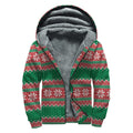 Christmas Knitted Pattern Print Sherpa Lined Zip Up Hoodie