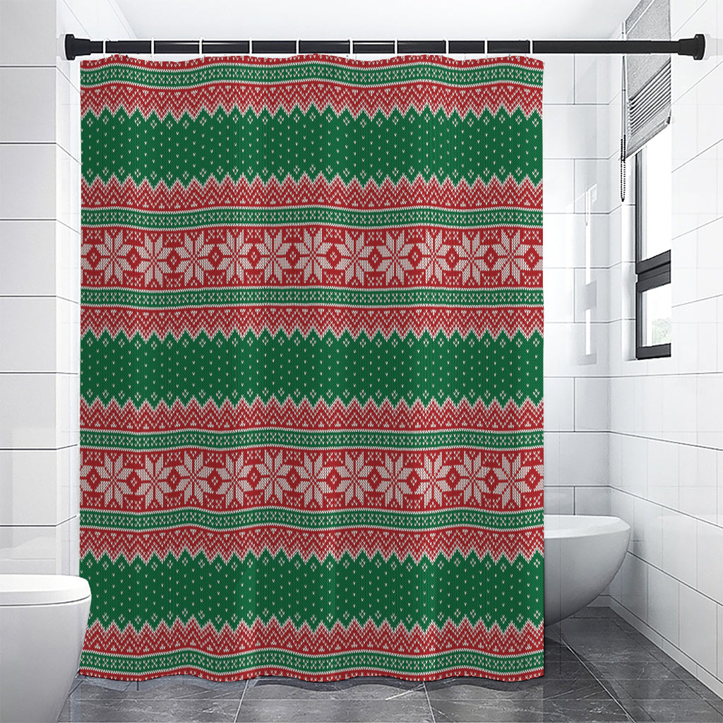 Christmas Knitted Pattern Print Shower Curtain