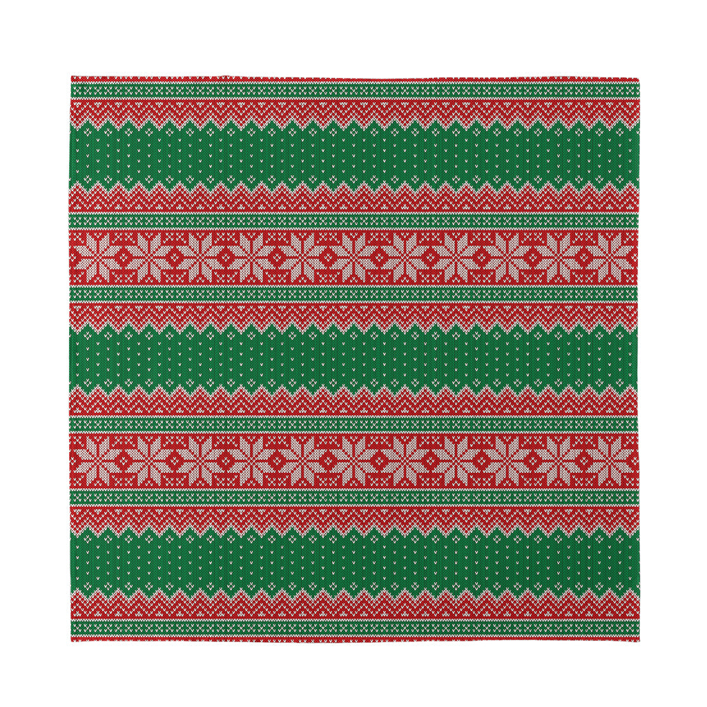 Christmas Knitted Pattern Print Silk Bandana