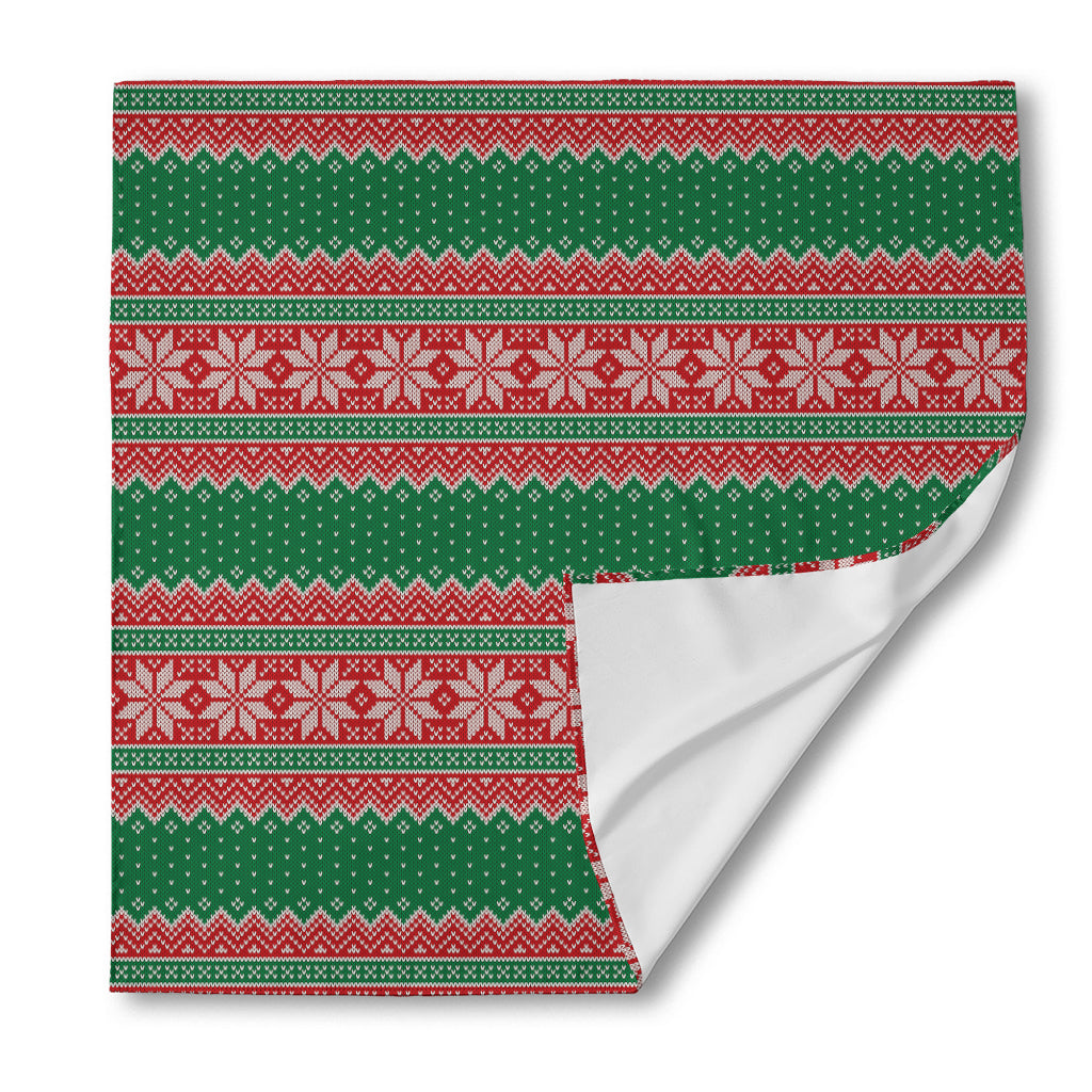 Christmas Knitted Pattern Print Silk Bandana