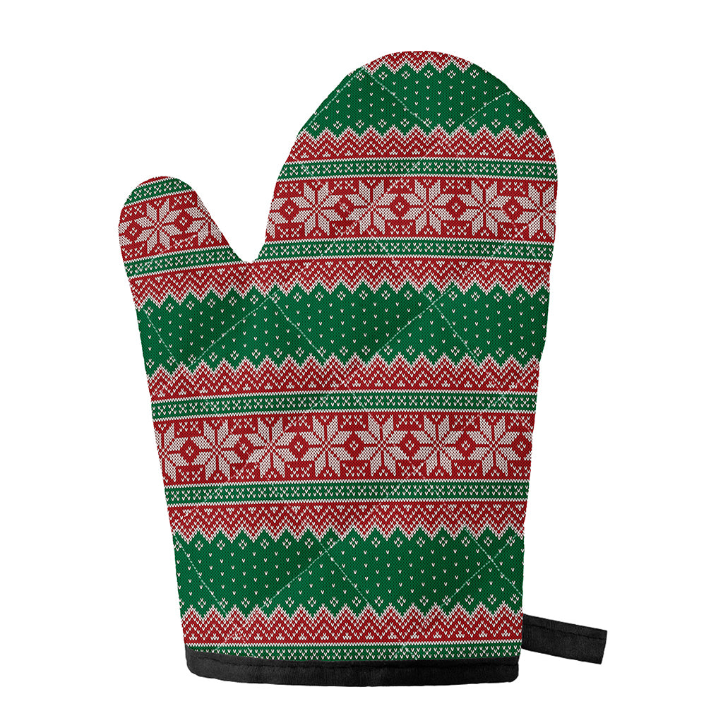 Christmas Knitted Pattern Print Single Oven Mitt