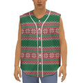 Christmas Knitted Pattern Print Sleeveless Baseball Jersey