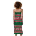 Christmas Knitted Pattern Print Slim Fit Midi Cami Dress