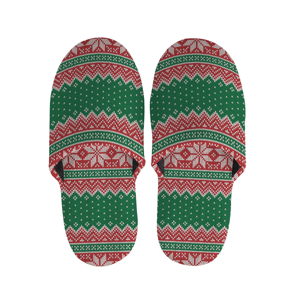 Christmas Knitted Pattern Print Slippers