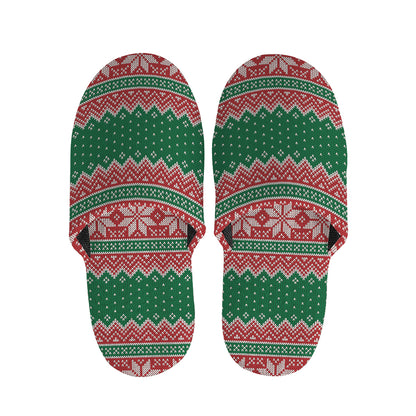Christmas Knitted Pattern Print Slippers