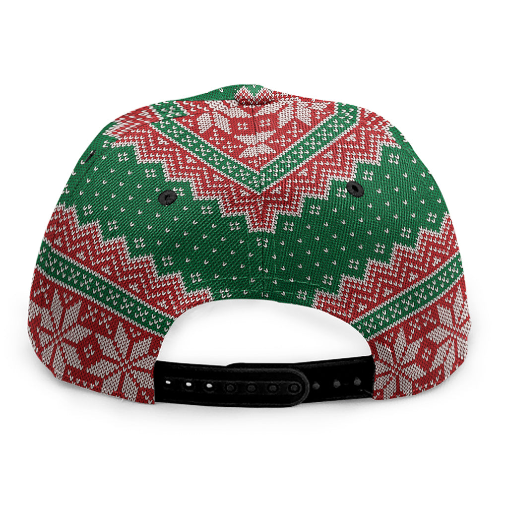 Christmas Knitted Pattern Print Snapback Cap