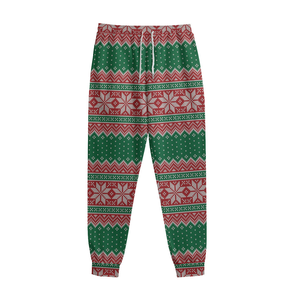 Christmas Knitted Pattern Print Sweatpants