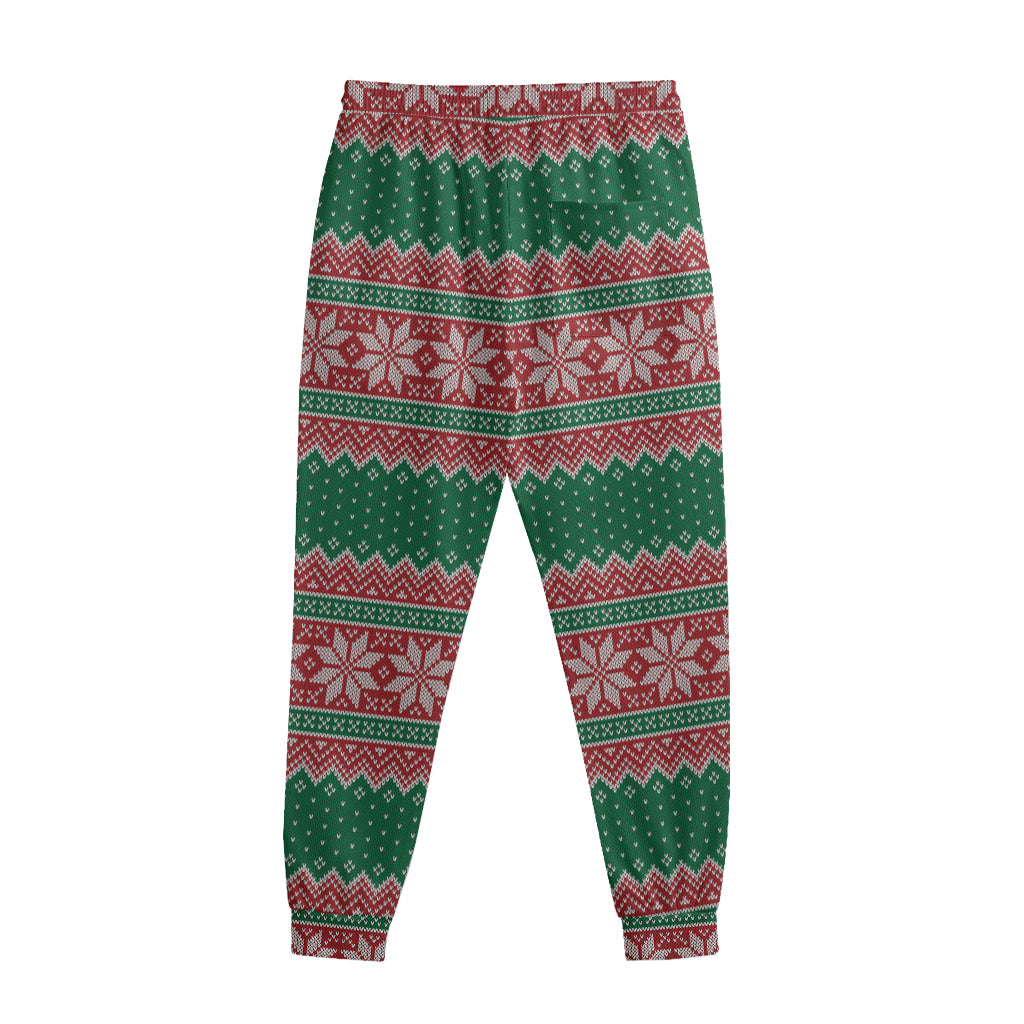 Christmas Knitted Pattern Print Sweatpants