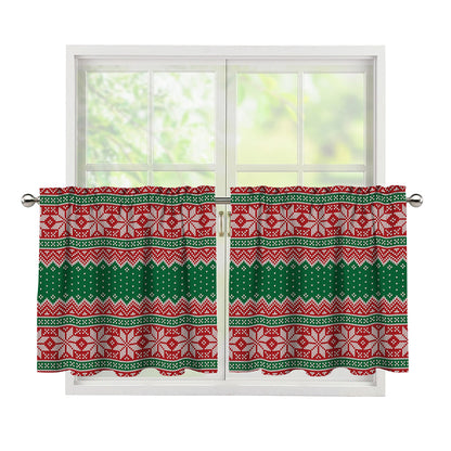 Christmas Knitted Pattern Print Tier Curtains