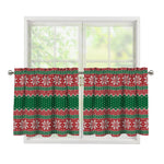 Christmas Knitted Pattern Print Tier Curtains