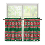 Christmas Knitted Pattern Print Tier Curtains