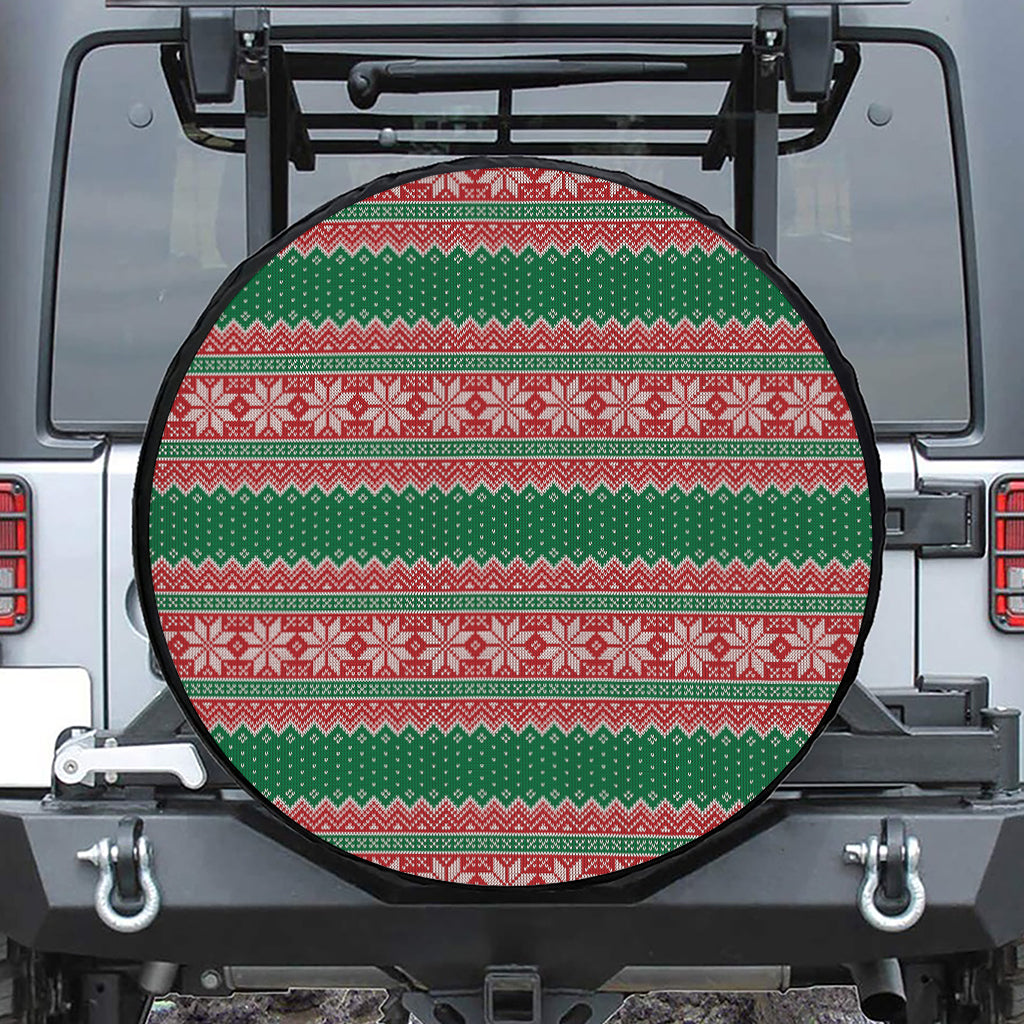 Christmas Knitted Pattern Print Tire Cover