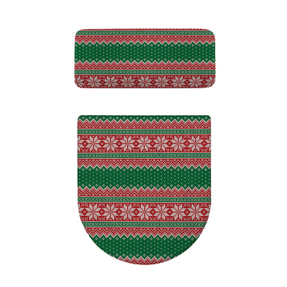 Christmas Knitted Pattern Print Toilet Lid And Tank Cover Set