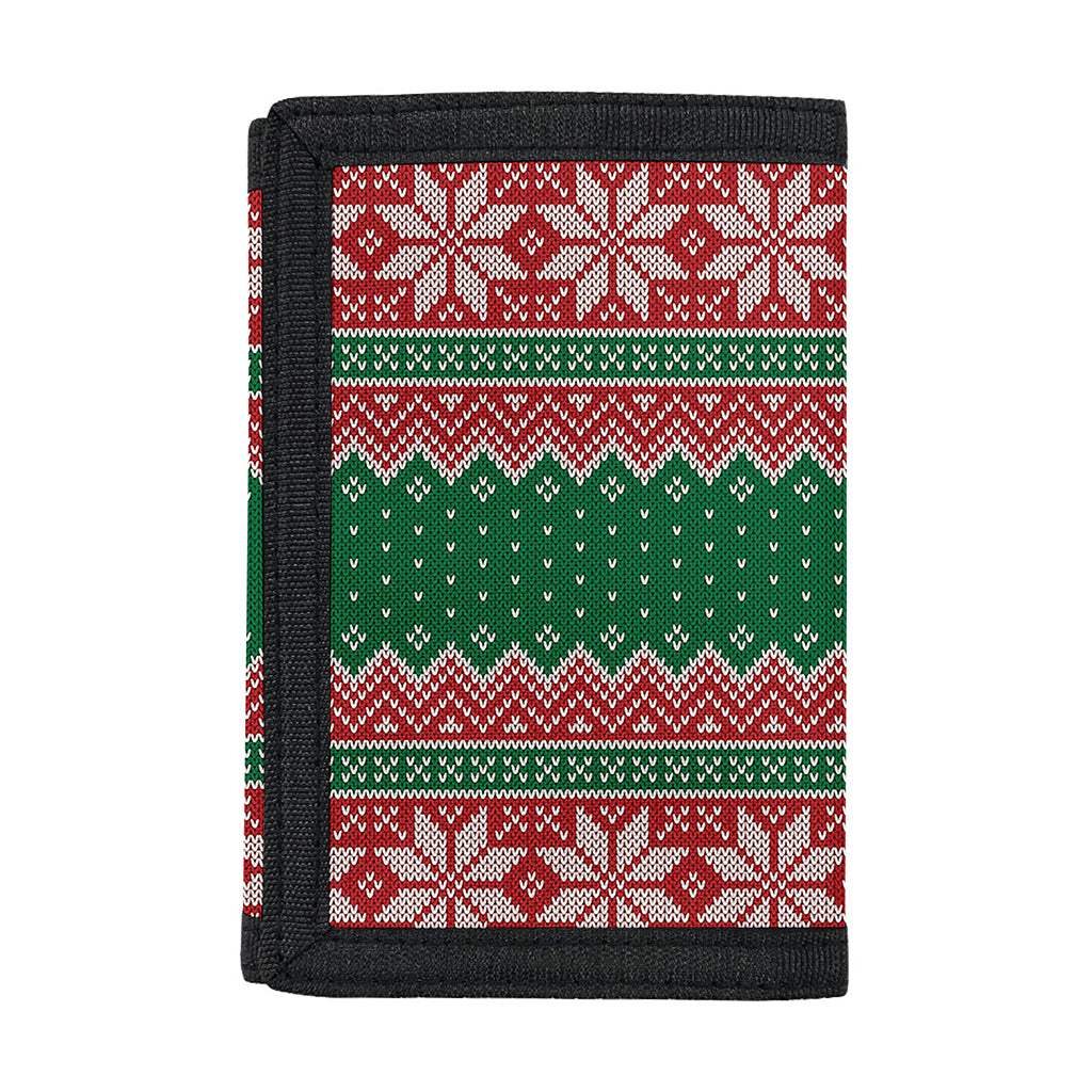 Christmas Knitted Pattern Print Trifold Wallet