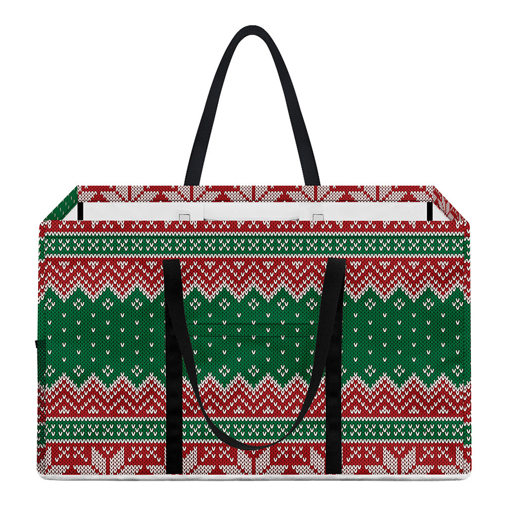 Christmas Knitted Pattern Print Utility Tote Bag