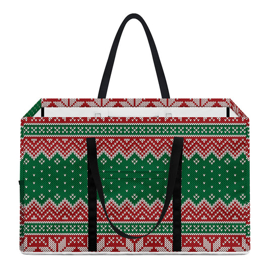 Christmas Knitted Pattern Print Utility Tote Bag