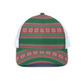Christmas Knitted Pattern Print White Mesh Trucker Hat