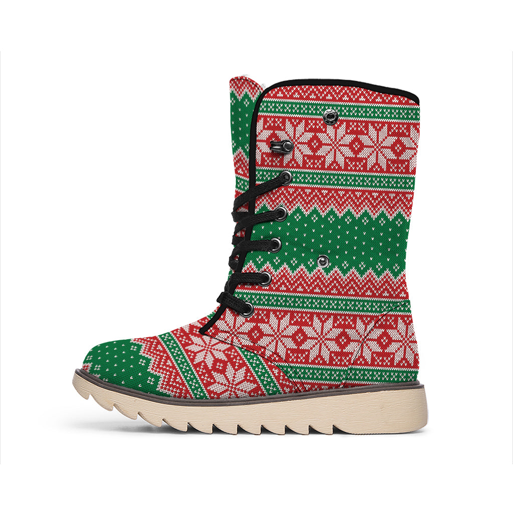 Christmas Knitted Pattern Print Winter Boots