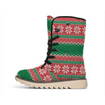 Christmas Knitted Pattern Print Winter Boots