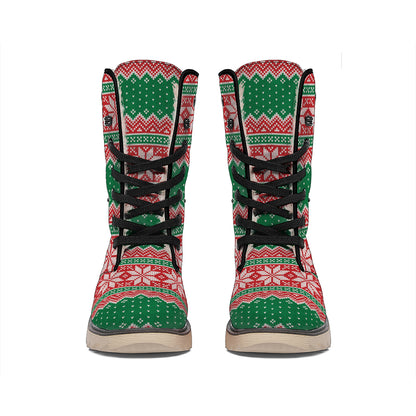 Christmas Knitted Pattern Print Winter Boots