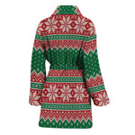 Christmas Knitted Pattern Print Women's Bathrobe
