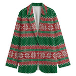 Christmas Knitted Pattern Print Women's Blazer