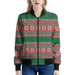 Christmas Knitted Pattern Print Women's Bomber Jacket