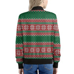 Christmas Knitted Pattern Print Women's Bomber Jacket