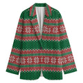 Christmas Knitted Pattern Print Women's Cotton Blazer
