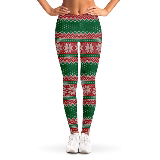 Christmas Knitted Pattern Print Women's Leggings