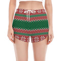 Christmas Knitted Pattern Print Women's Split Running Shorts