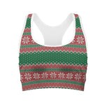 Christmas Knitted Pattern Print Women's Sports Bra