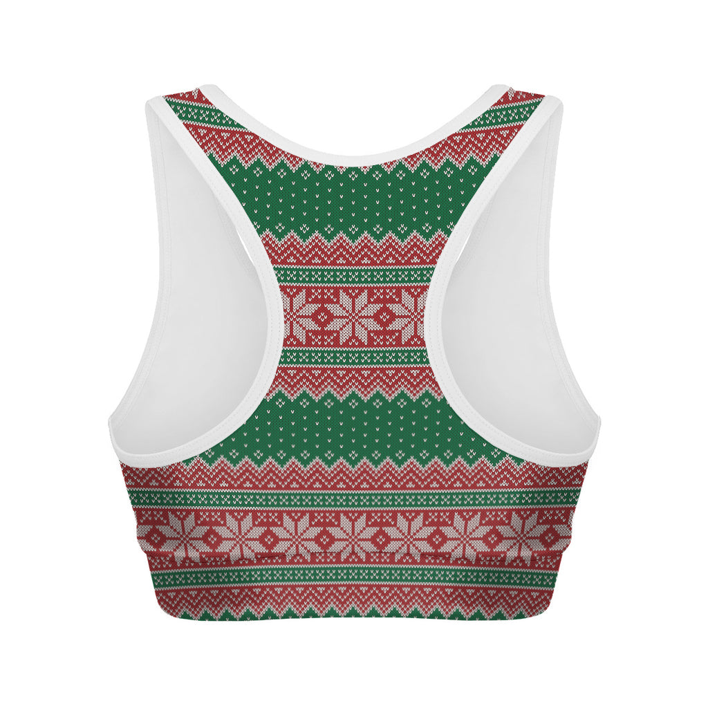 Christmas Knitted Pattern Print Women's Sports Bra