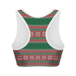 Christmas Knitted Pattern Print Women's Sports Bra