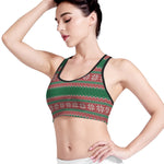 Christmas Knitted Pattern Print Women's Sports Bra